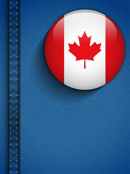 Kanada flagga knappen i jeans ficka — Stock vektor