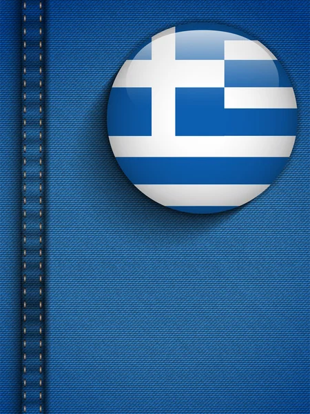 Griechische Flagge Knopf in Jeanstasche — Stockvektor