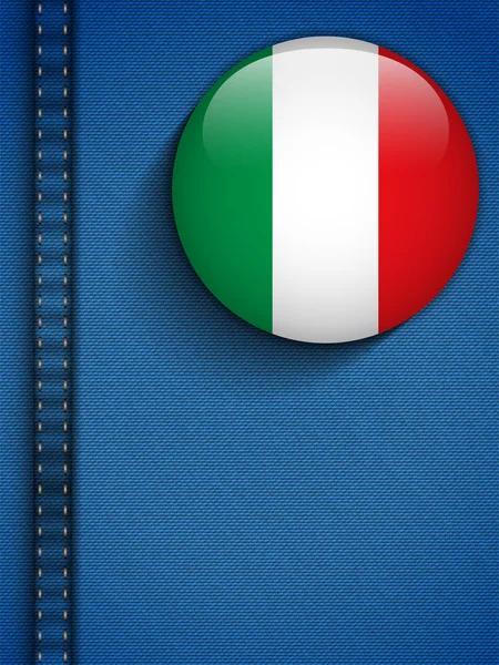Кнопка флага Италии в кармане джинсов — стоковый вектор