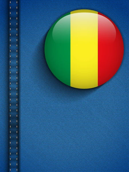 Bottone Bandiera Mali in Tasca Jeans — Vettoriale Stock