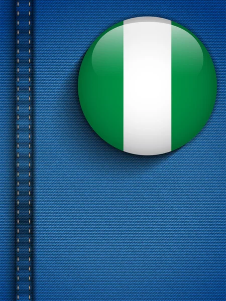 Botón de bandera de Nigeria en Jeans Pocket — Archivo Imágenes Vectoriales