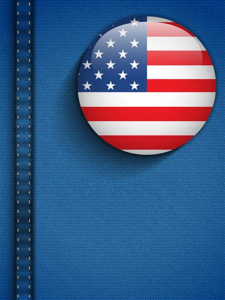 청바지 주머니에 미국 국기 버튼 — 스톡 벡터
