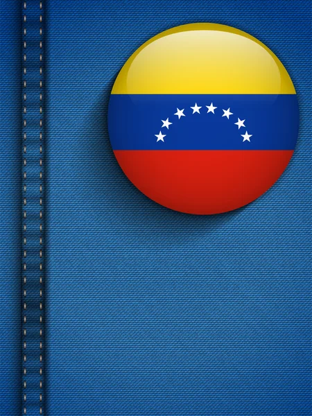 Venezuela Flag Button in Jeans Pocket — Stock Vector