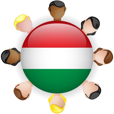 Macaristan bayrağı düğmesi ekip çalışması grup