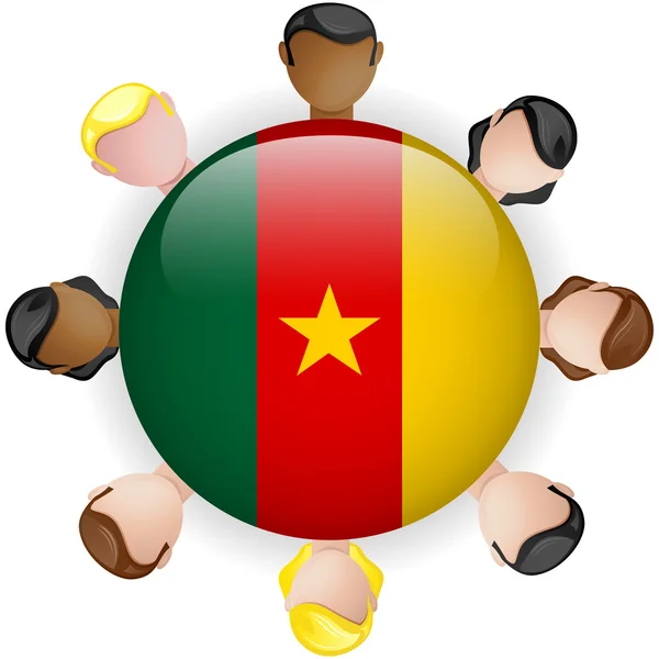 Cameroun Bouton du drapeau Groupe de travail d'équipe — Image vectorielle