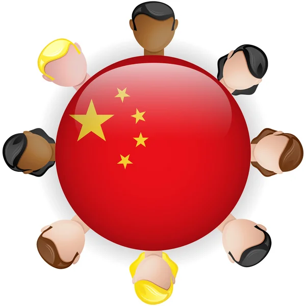 China Flagge Knopf Teamwork-Gruppe — Stockvektor