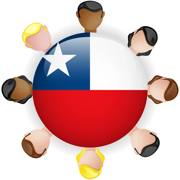 Chile Flag Button Teamwork Group — Stock Vector