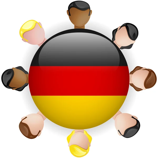 Grupo de Trabajo en Equipo Botón Bandera de Alemania — Vector de stock