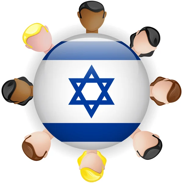 Israel Flag Button Teamwork Group — Stock Vector