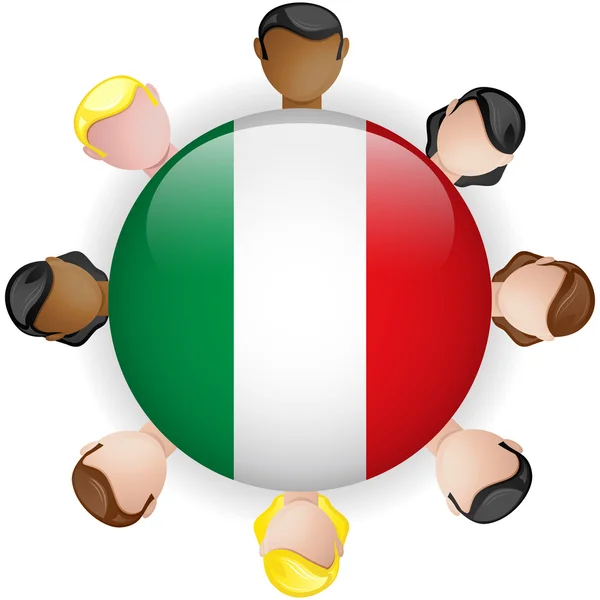 Grupo de Trabajo en Equipo Botón Bandera Italia — Vector de stock