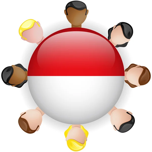Σημαία του Μονακό κουμπί ομάδα ομαδική εργασία — Διανυσματικό Αρχείο