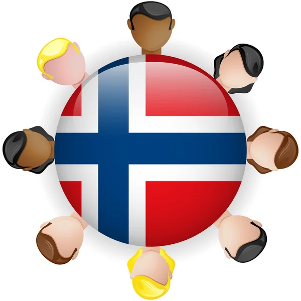 Grupo de Trabalho em Equipe da Bandeira da Noruega — Vetor de Stock