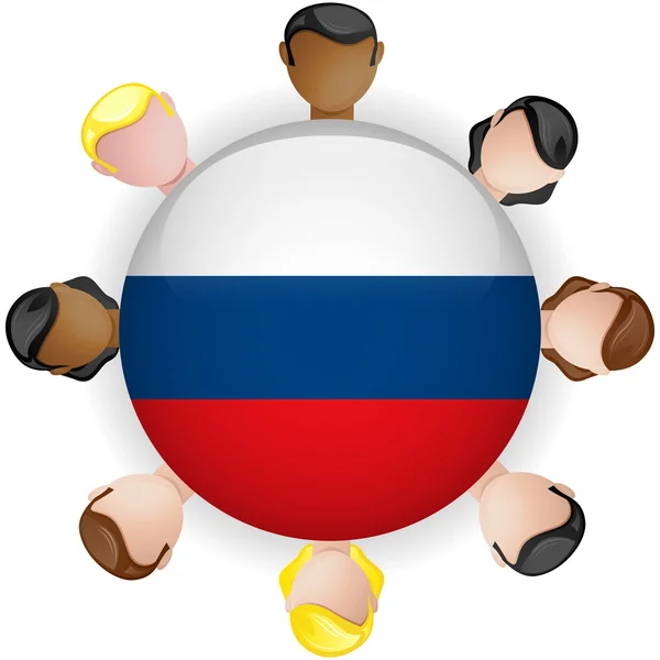 Rusko vlajka tlačítko týmové práce skupiny — Stockový vektor