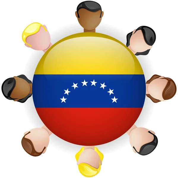 Venezuela lobogója gomb csapatmunka csoport — Stock Vector