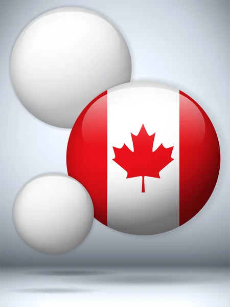 カナダの旗の光沢のあるボタン — ストックベクタ