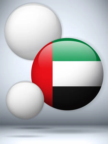 Bandera de Emirates Botón brillante — Vector de stock