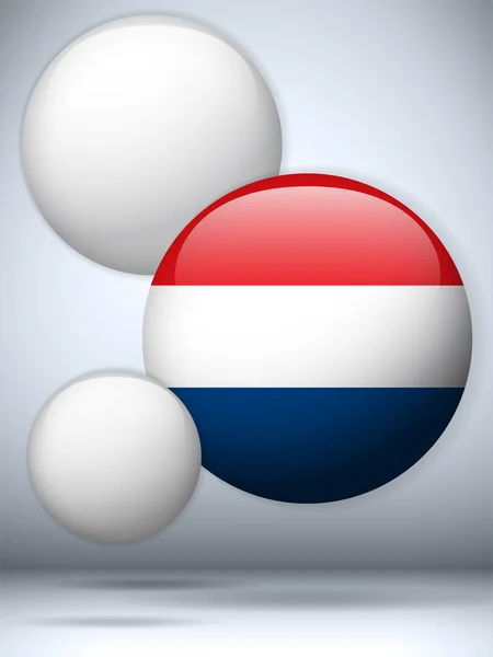 Netherlands Flag Glossy Button — Stock Vector