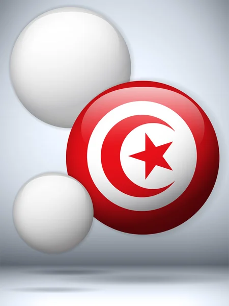 Tunisia Flag Glossy Button — Stock Vector