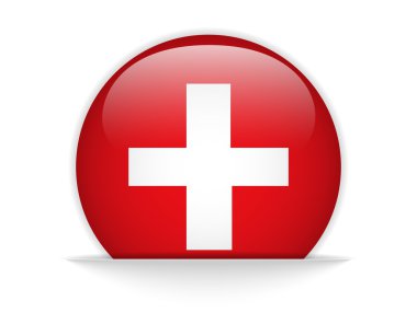 İsviçre bayrağı parlak düğme