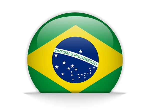 Brasilianische Flagge Hochglanz-Knopf — Stockvektor