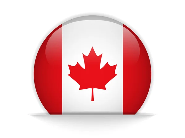 Bandera de Canadá botón brillante — Vector de stock