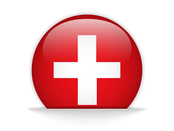 İsviçre bayrağı parlak düğme — Stok Vektör
