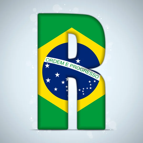 Бразильский флаг Бразильский алфавит Письма слова — стоковый вектор