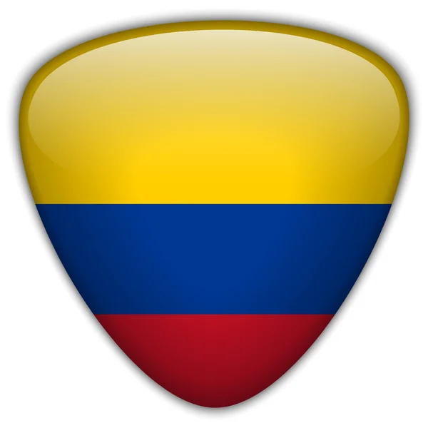 Colombia Bandera Botón Brillante — Archivo Imágenes Vectoriales