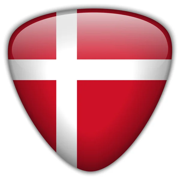 Denmark Flag Glossy Button — Stock Vector