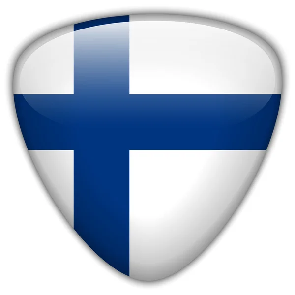 Finland vlag glanzende knop — Stockvector