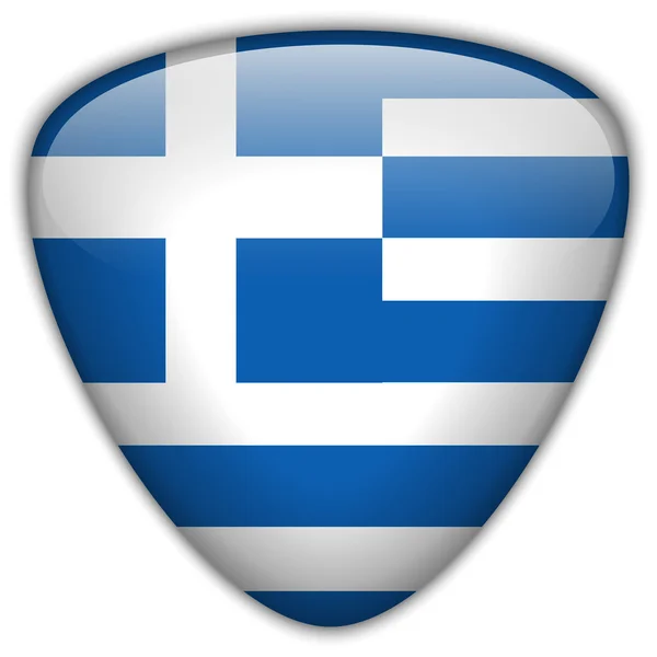 Греция Флаг глянцевая кнопка — стоковый вектор