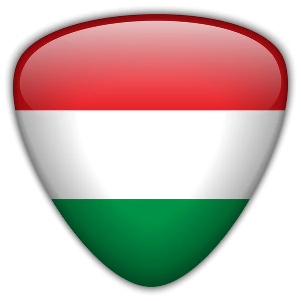 Hungary Flag Glossy Button — Stock Vector