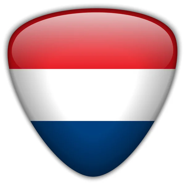 Hollanda bayrağı parlak düğme — Stok Vektör