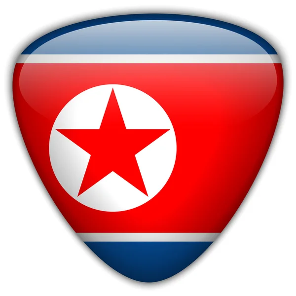 Bandera de Corea del Norte botón brillante — Archivo Imágenes Vectoriales