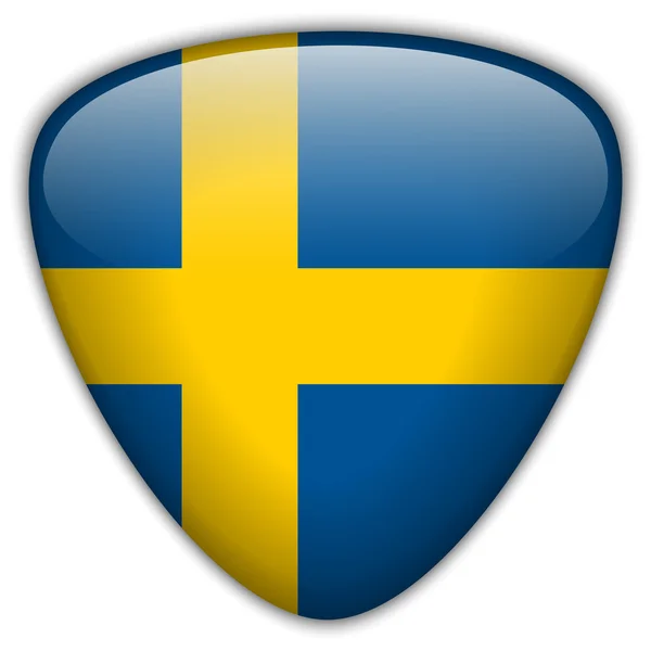 Sweden Flag Glossy Button — Stock Vector