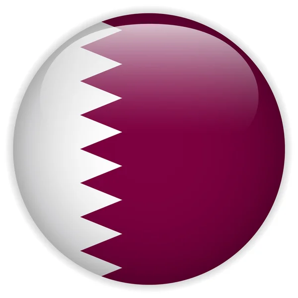 Qatar Flag Glossy Button — Stock Vector