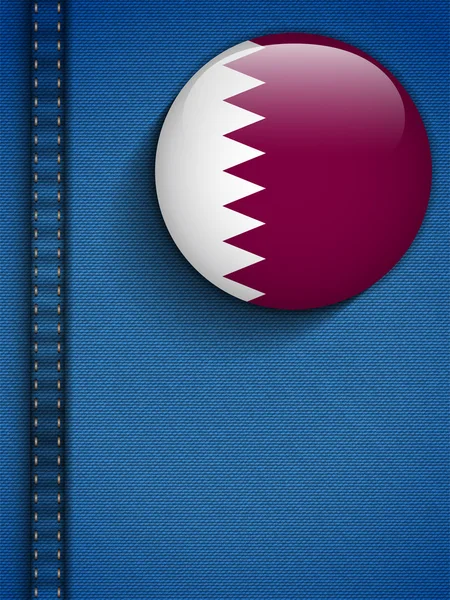 Botón Bandera de Qatar en Vector de bolsillo Jeans — Archivo Imágenes Vectoriales