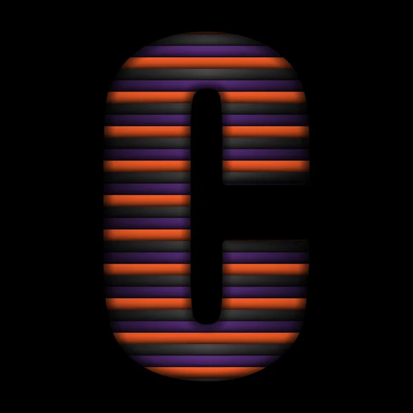 Halloween Alphabet Letters Stripe Black Orange Purple Vector — Stock Vector