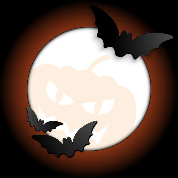 Vektor - halloween bat kruh rám dýňová pozadí vektor — Stockový vektor