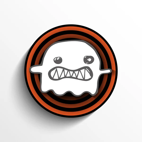 Halloween Ghost Button Icon Stripe — Stock Vector