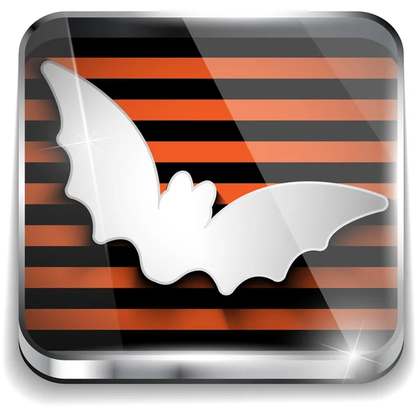 Halloween Bat Icon Button Application — Stock Vector