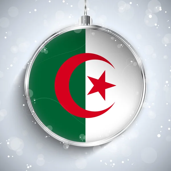 Wesoły Boże Narodzenie ball z flaga Algierii — Wektor stockowy