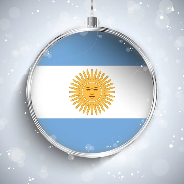 Feliz Bola de Natal com Bandeira Argentina — Vetor de Stock