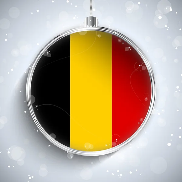 Merry Christmas Ball with Flag Belgium — Stock Vector