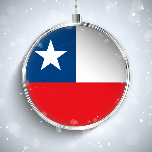 Merry Christmas Ball with Flag Chile — Stock Vector