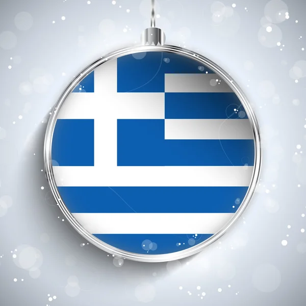 Merry Christmas Ball with Flag Greece — Stock Vector