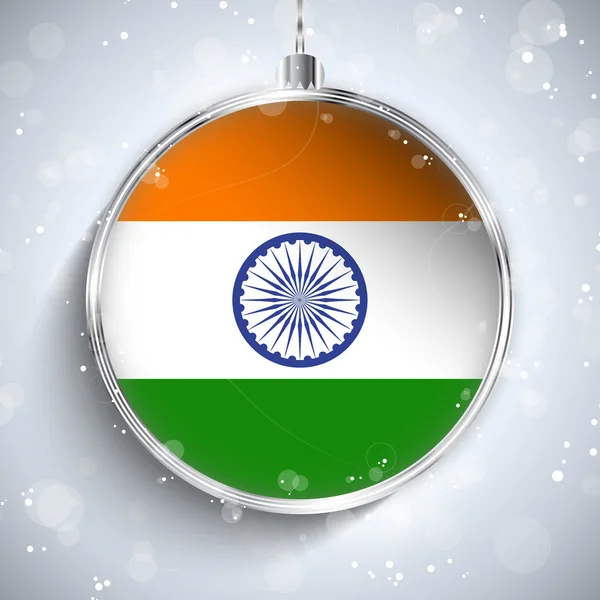 Feliz Natal Bola com Bandeira Índia — Vetor de Stock