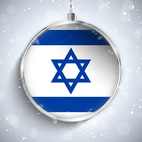 Joyeux Noël boule avec drapeau Israël — Image vectorielle
