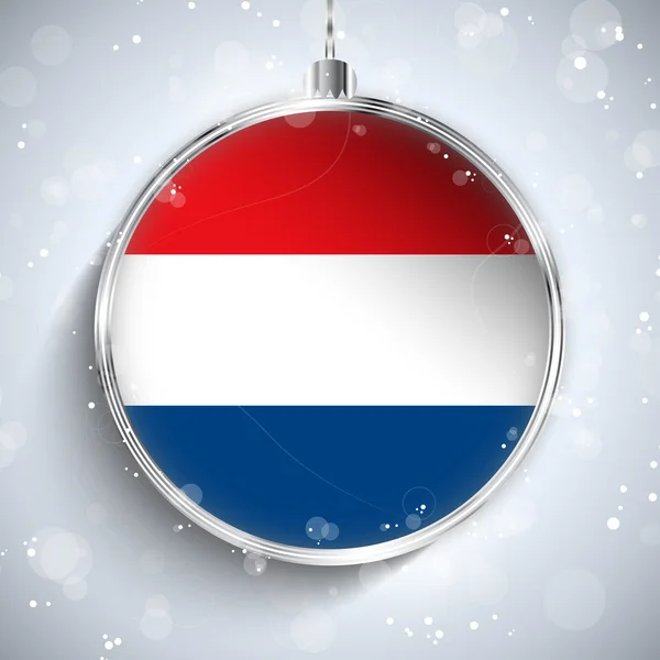 Merry Christmas Ball with Flag Netherlands — Stock Vector