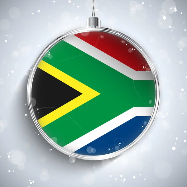 Merry Christmas Ball with Flag South Africa — Stock Vector